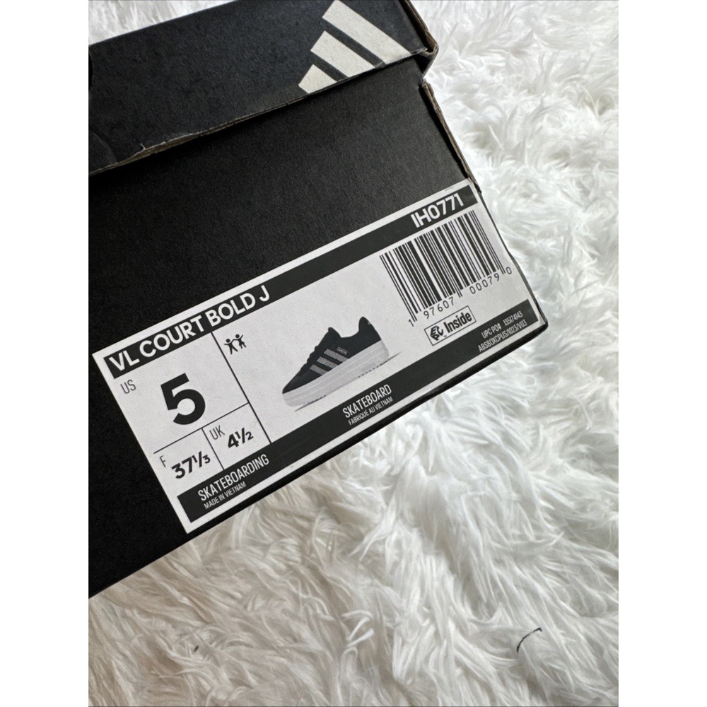 Adidas VL Court Bold Black Sparkle Glitter Youth Platform Shoes IH0771 Skate New - Picture 8 of 8